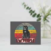 Retro Zwarte Kat Ew Mensen Briefkaart (Staand voorkant)