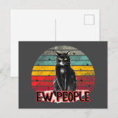 Retro Zwarte Kat Ew Mensen Briefkaart (Voorkant / Achterkant)
