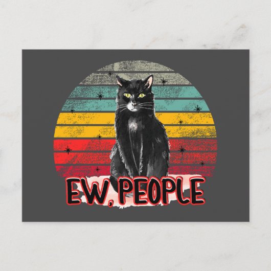 Retro Zwarte Kat Ew Mensen Briefkaart (Voorkant)