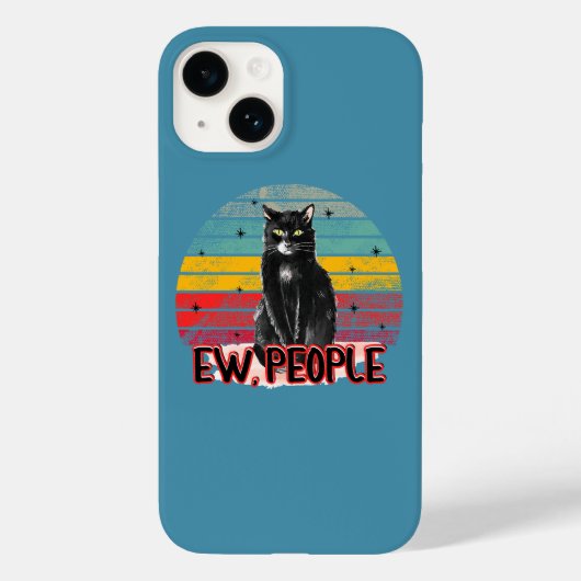 Retro Zwarte Kat Ew Mensen Case-Mate iPhone Case (Achterkant)