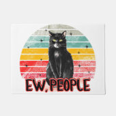 Retro  Zwarte Kat Ew Mensen Deurmat (Voorkant)
