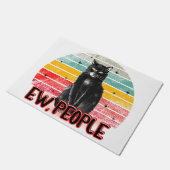 Retro  Zwarte Kat Ew Mensen Deurmat (Schuin)