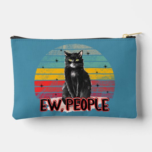 Retro  Zwarte Kat Ew Mensen Etui (Achterkant)