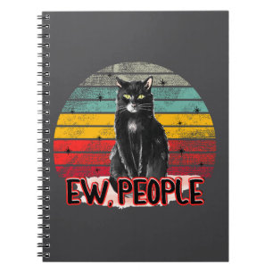 Retro Zwarte Kat Ew Mensen Notitieboek