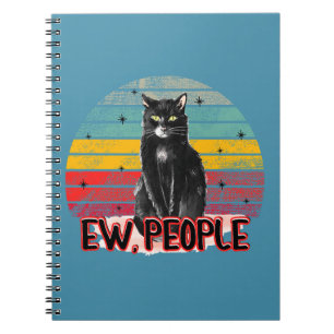 Retro Zwarte Kat Ew Mensen Notitieboek