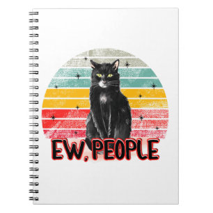 Retro  Zwarte Kat Ew Mensen Notitieboek