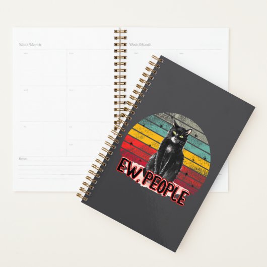 Retro  Zwarte Kat Ew Mensen Planner (Display)