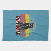 Retro  Zwarte Kat Ew Mensen Theedoek (Horizontaal)