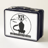 RETRO  ZWARTE KAT-GASTIGE METALE LUNCHBOXEN (Achterkant)