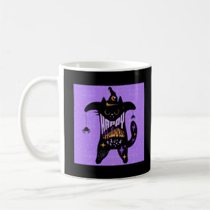 Retro Zwarte Kat Grappig Halloween Koffiemok