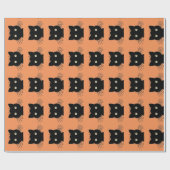 Retro zwarte kat Halloween inpakpapier (Vlak)