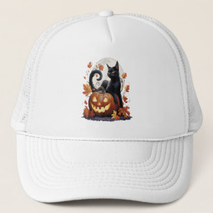 Retro zwarte kat Halloween maan kostuum eng maar C Trucker Pet