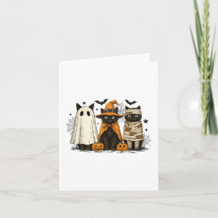 Retro zwarte kat heks enge Halloween pompoen vrouw Kaart