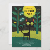 Retro zwarte kat |  kostuum Halloween feest Kaart (Voorkant)