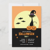 Retro Zwarte Kat Persoonlijk Halloween Feest Kaart (Voorkant)
