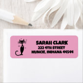 Retro zwarte kat silhouet retour adres labels (Insitu)