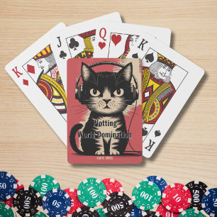 Retro zwarte kat, wereldheerschappij uitzetten, gr pokerkaarten
