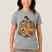 Retro zwarte katten en pompoen dromen Tri-Blend shirt (Voorkant)