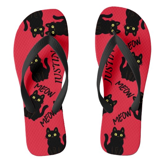 retro zwarte katten Gang Teenslippers (Voetbed)