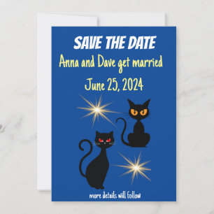 Retro zwarte katten met stervende/Save the Date! Kaart