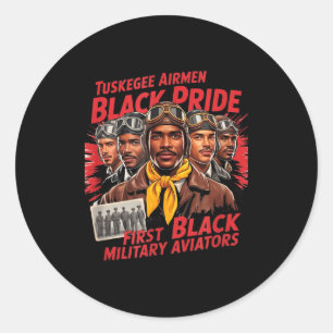 Retro Zwarte Luchtmacht Zwarten Geschiedenis Werel Ronde Sticker