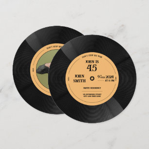 Retro zwarte vinyl LP-plaat verjaardagsuitnodiging Kaart