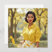 Retro Zwarte Vrouw Blank Wenskaart Feestdagenkaart (Voorkant / Achterkant)