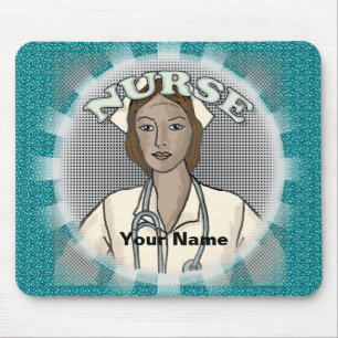 Retro zwarte vrouw verpleegkundige muismat
