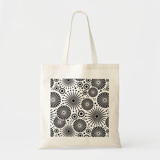 Retro zwarte witte bloemen Bag Tote Bag (Voorkant)