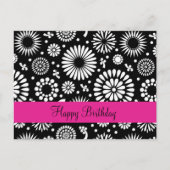 Retro zwarte witte bloemen Briefkaart (Voorkant)