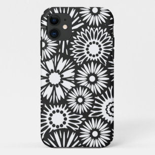 Retro zwarte witte bloemen iPhone 5 Hoesje