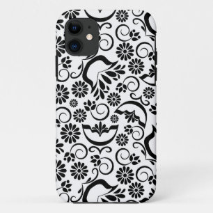 Retro zwarte witte bloemen iPhone 5 Hoesje