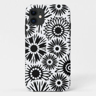 Retro zwarte witte bloemen iPhone 5 Hoesje