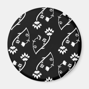 Retro zwarte witte bloemen iPhone magnet Magneet