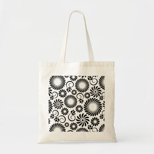 Retro zwarte witte bloemen Tas (Voorkant)