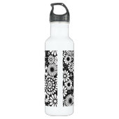 Retro zwarte witte bloemen waterfles  (Achterkant)