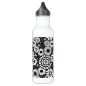 Retro zwarte witte bloemen waterfles  (Links)