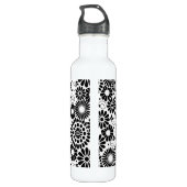 Retro zwarte witte bloemen waterfles  (Achterkant)