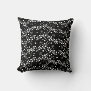 Retro zwarte witte florale Pillow Kussen
