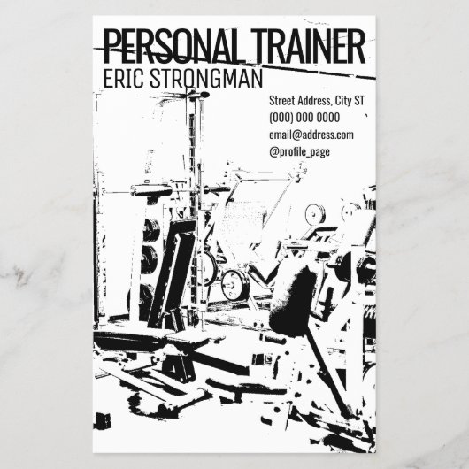 Retro zwarte witte gym flyer (Voorkant)