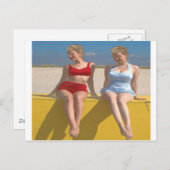 Retro  zwemschoonheid op dok briefkaart (Voorkant / Achterkant)