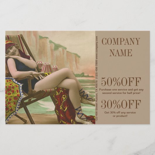 retroadvies badmode schoonheid zonnebank flyer (Voorkant)