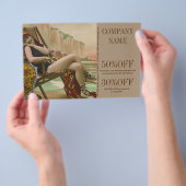 retroadvies badmode schoonheid zonnebank flyer (Hand)