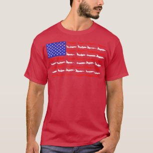 retroAmerikaans vlaggenvliegtuig 4 juli P T-shirt