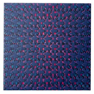 Retroblauw en roze patroon tegeltje