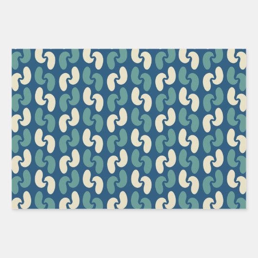 Retroblauw patroon inpakpapier vel (Voorkant 2)