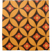 Retrobloem in oranje cirkels van de midden eeuw douchegordijn (Voorkant)