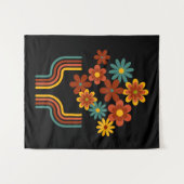 Retrobloemen in vase wandophanging. wandkleed (Voorkant (horizontaal))