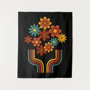 Retrobloemen in vase wandophanging. wandkleed