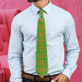 Retrobloemen Roze Geel Blauw Sinaasappel Vlinders Stropdas